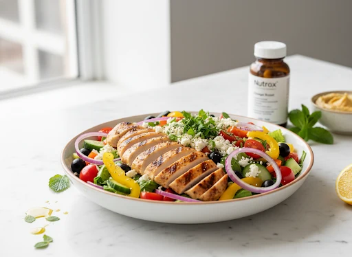 Healthy Mediterranean-style salad bowl