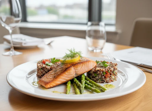 Low-glycemic meal plated beautifully